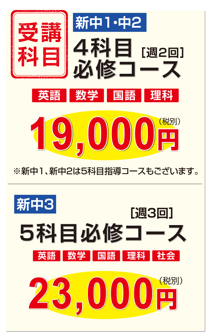 授業料大幅改定