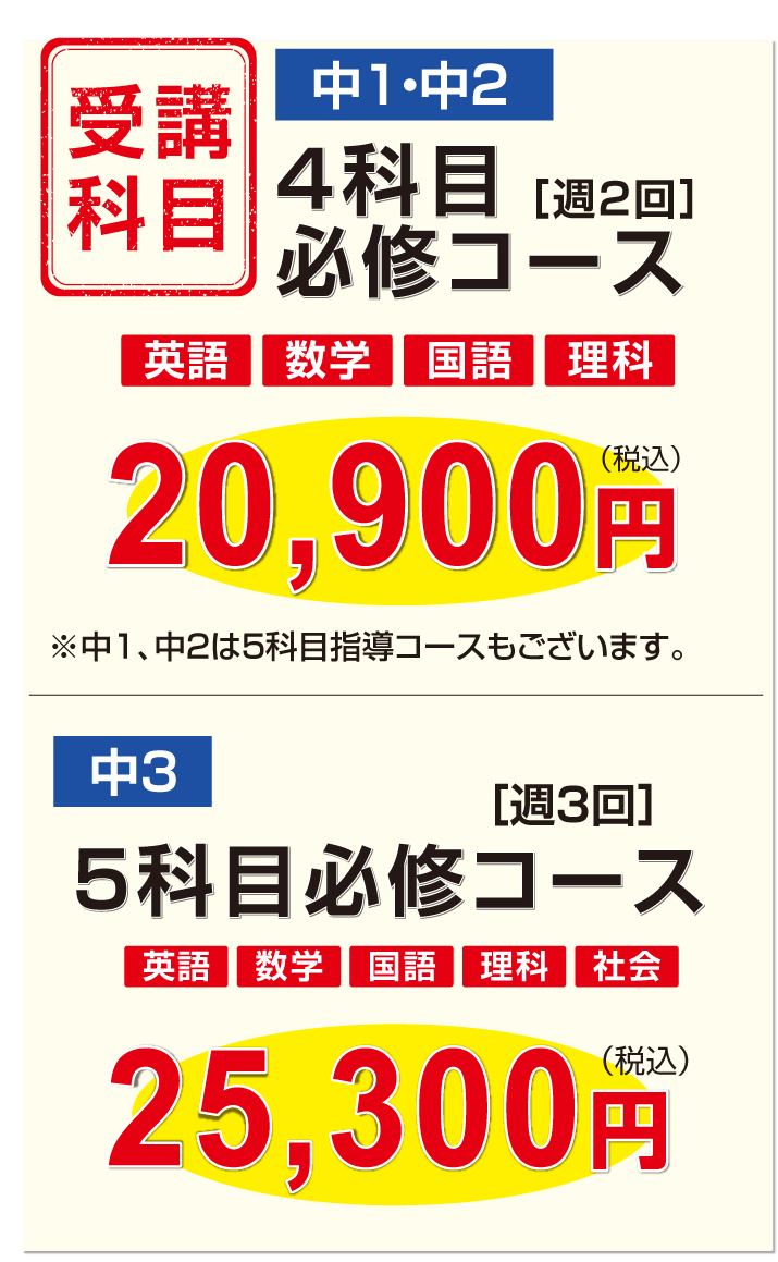 授業料大幅改定