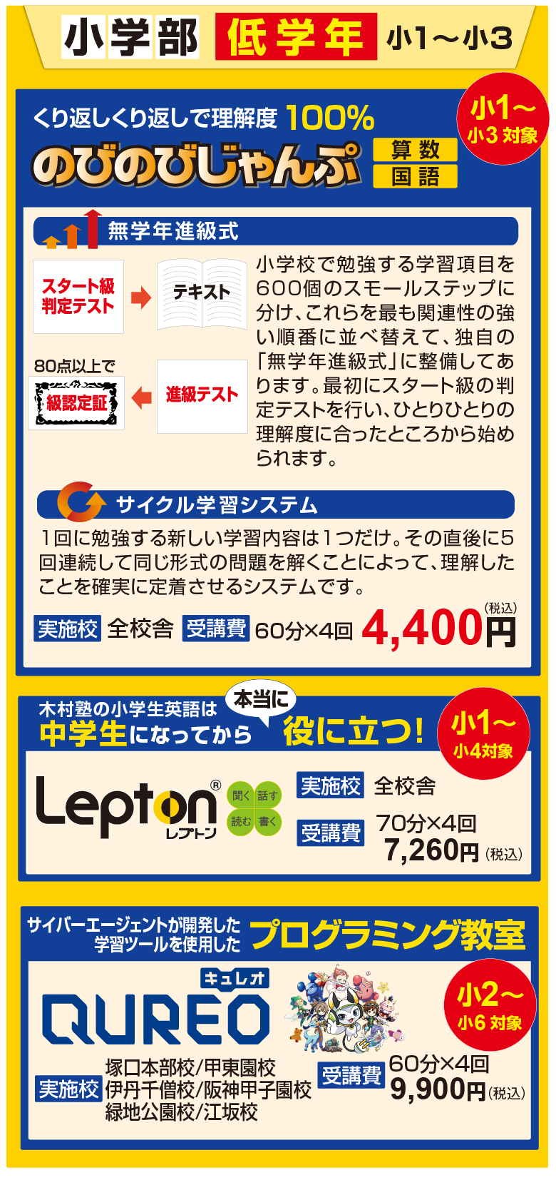 木村塾小学生低学年募集要項
