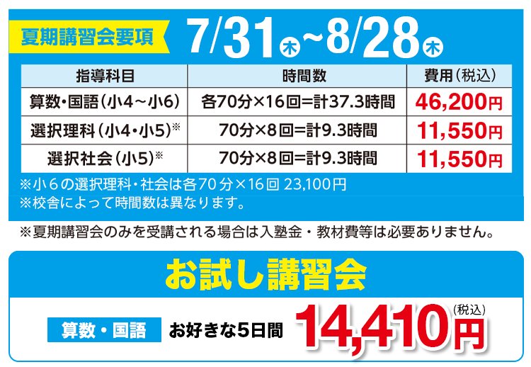 夏期要項